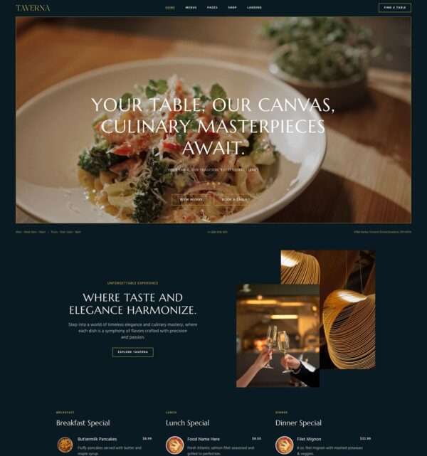 Taverna – Elegant Restaurant WordPress Theme